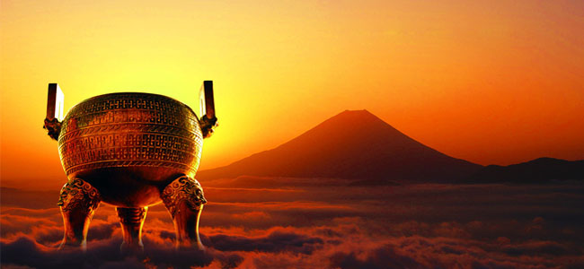 有山有鼎的棕色圖片，可以體現(xiàn)一言九鼎的企業(yè)文化。